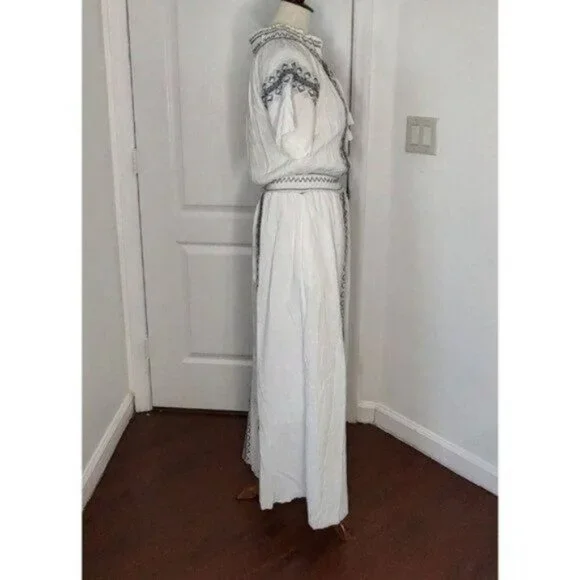 Faherty Catrina Embroidered Maxi Dress White  S Cotton Bohemian NEW - Picture 8 of 15